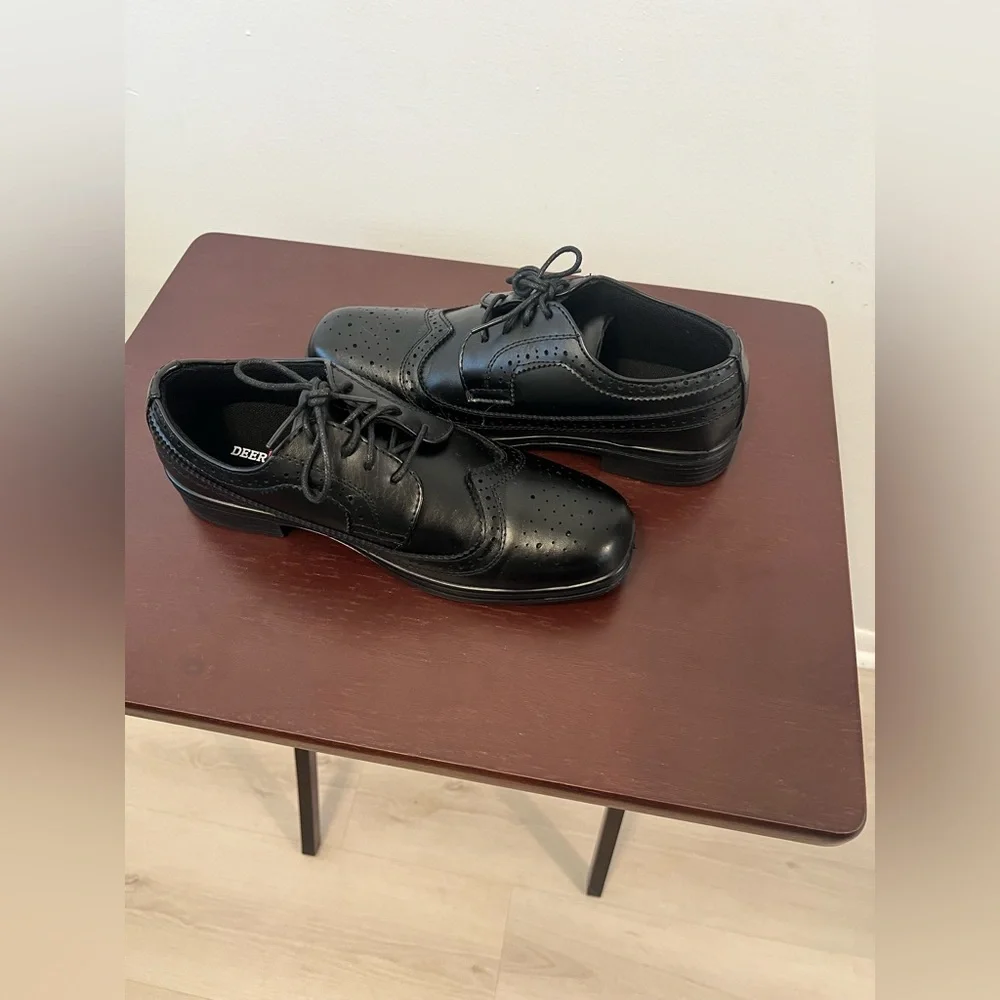 Deer Stags Ace Boys Black Dress Shoes Size 6